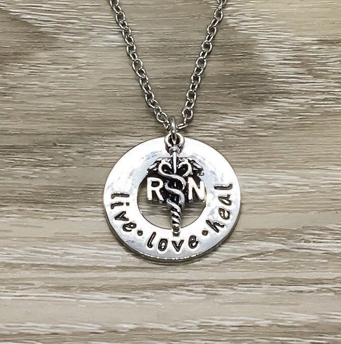RN Necklace, Live Love Heal, Nursing Charm Necklace, Nurse Graduation Gift, Gift for Nurse, Registered Nurse Gift, Nursing Student Gift