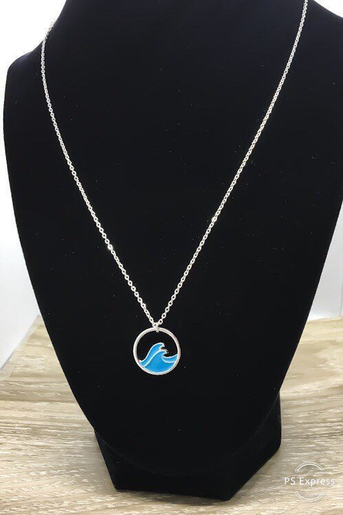 Blue Wave Necklace, Dream Deeper than the Ocean Card, Inspirational Gift, Beach Lover Necklace, Tropical Gift, Minimal Water Necklace