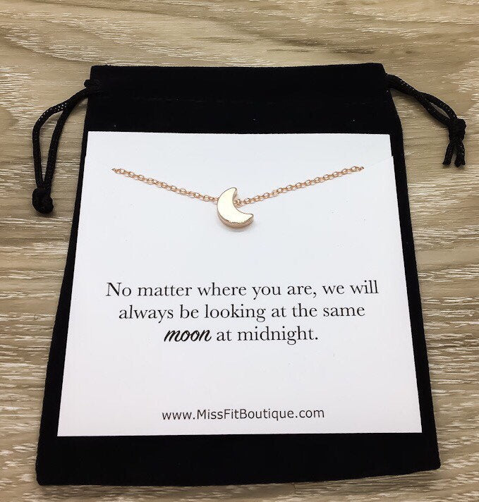 Moon Necklace, Long Distance Relationship Gift, Crescent Moon Jewelry, Celestial Necklace, Friendship Necklace, Graduation Gift for Her
