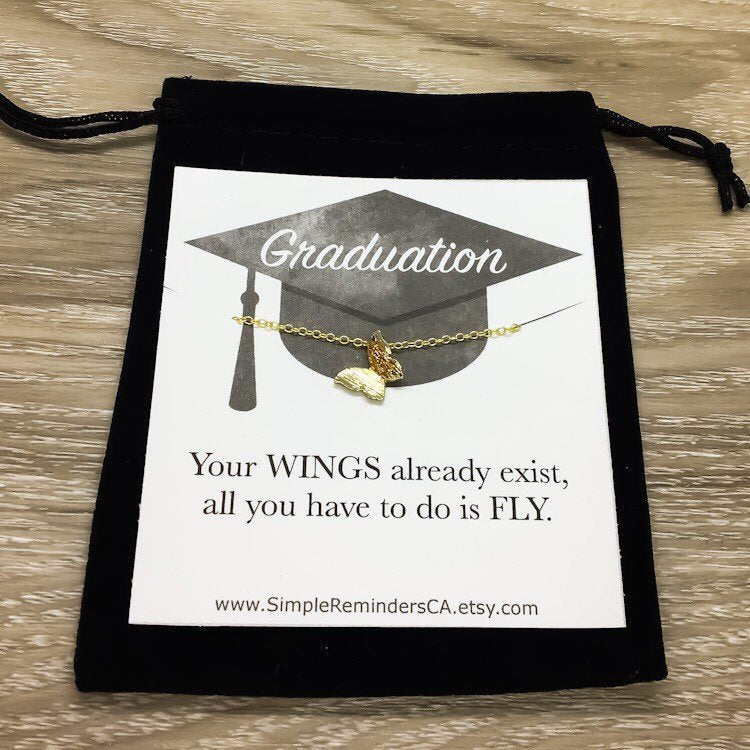 Butterfly Necklace with Card, Your Wings Already Existed, Graduation Gift, High School Graduation Jewelry Gift, Grad Gift for Daughter