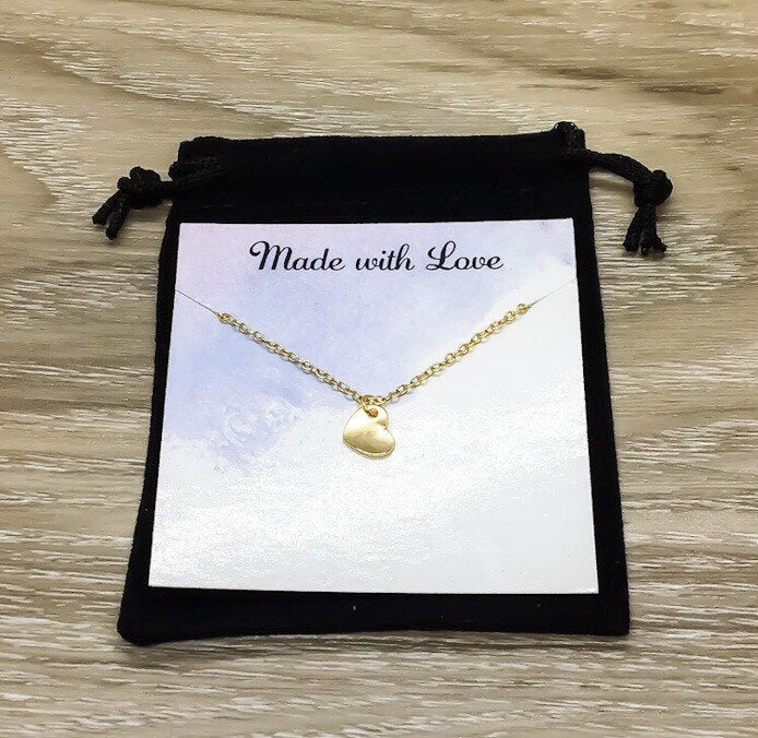 Tiny Gold Heart Pendant, Heart Shaped Necklace, Gift for Daughter, Mom Necklace, Friendship Necklace, Minimalist Jewelry, Dainty Pendant