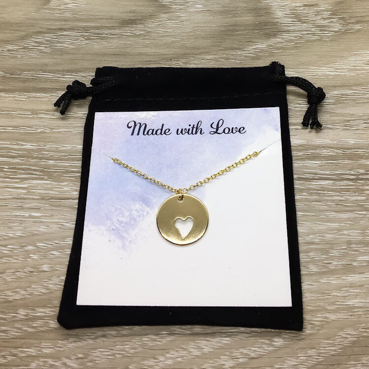 Heart Cut Out Pendant, Piece of my Heart Necklace, Gift for Bestie, BFF Necklace, Daughter Jewelry, Friendship Necklace, Minimal Jewelry