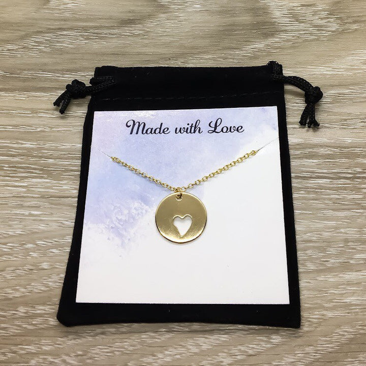 Heart Cut Out Pendant, Piece of my Heart Necklace, Gift for Bestie, BFF Necklace, Daughter Jewelry, Friendship Necklace, Minimal Jewelry