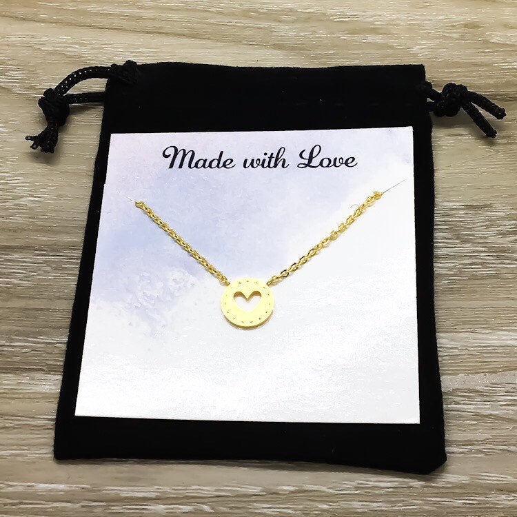 Heart Cut Out Necklace, Rose Gold Heart Jewelry, Friendship Necklace, Boho Geometric Jewelry, Gift for Her, Gift for Mother, Gift for BFF