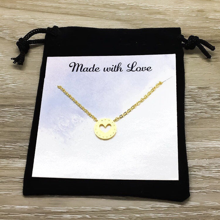 Heart Cut Out Necklace, Rose Gold Heart Jewelry, Friendship Necklace, Boho Geometric Jewelry, Gift for Her, Gift for Mother, Gift for BFF