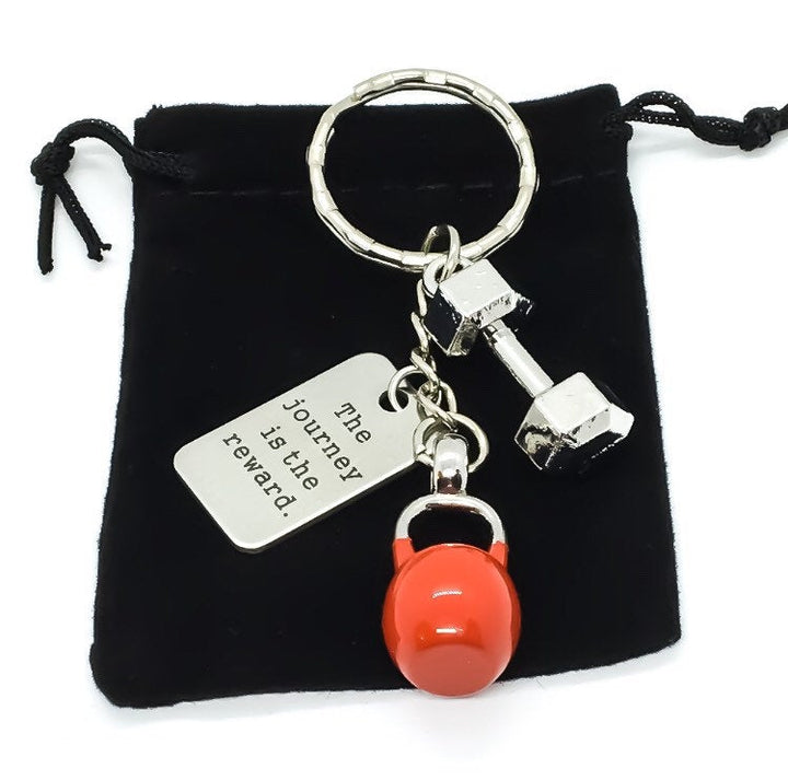 Le voyage est la récompense, Porte-clés Perte de poids, Breloque Kettlebell, Porte-clés Fitness, Cadeau de motivation, Breloque Haltère, Cadeau Coach Personnel