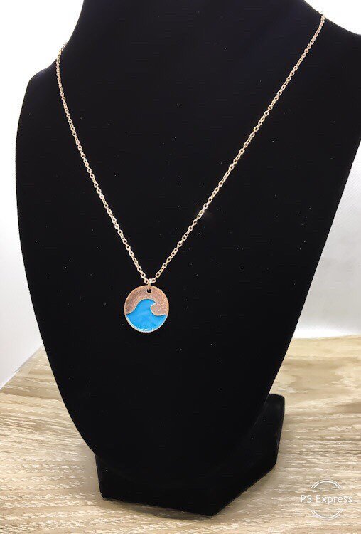 Be a Mermaid Card, Blue Water Wave Necklace, Beach Lover Necklace, Tropical Gift, Minimalist Ocean Necklace, Summer Jewelry