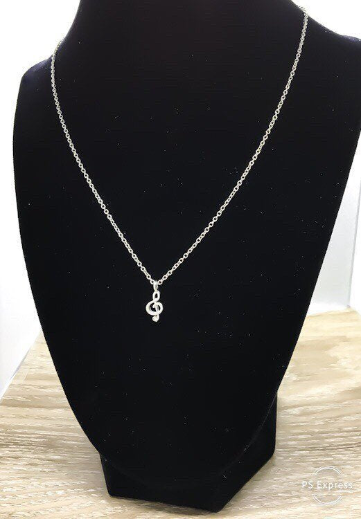 Life is Better With Music, Tiny Treble Clef Music Note Necklace with Card, Music Jewelry, Music Gift, Birthday Gift, Music Teacher Gift