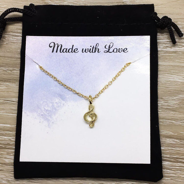 Tiny Treble Clef Music Note Necklace, Victor Hugo Quote, Music Jewelry, Music Gift, Birthday Gift, Music Teacher Gift from Student, Graduate