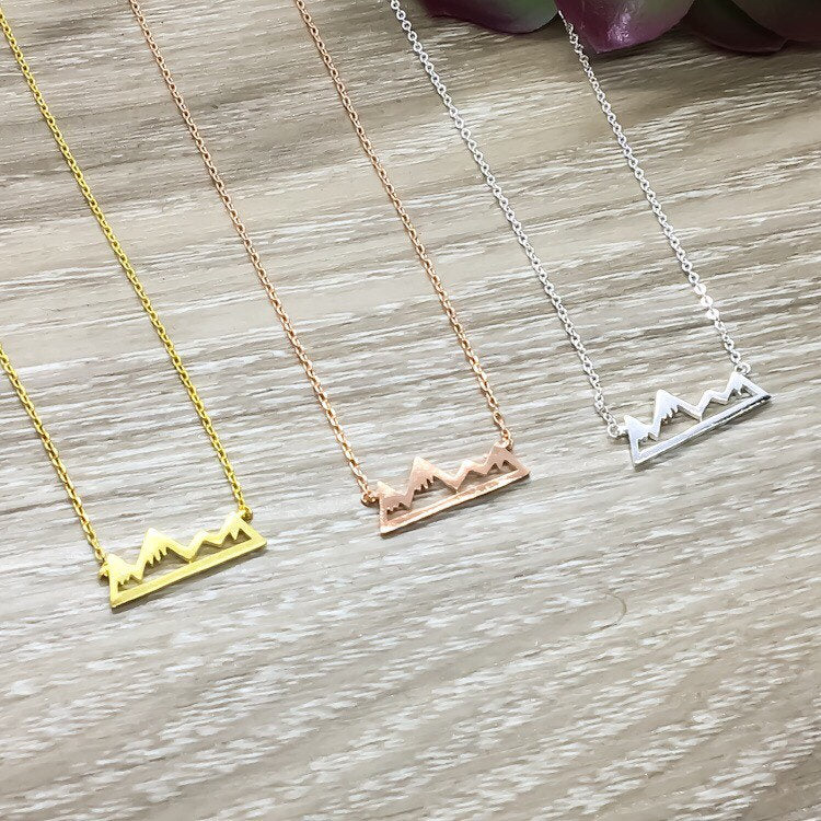 Strength Gift, Mountain Necklace, Dainty Rose Gold Jewelry, Uplifting Gift, Encouragement Card, Friendship Necklace, Graduation Gifts