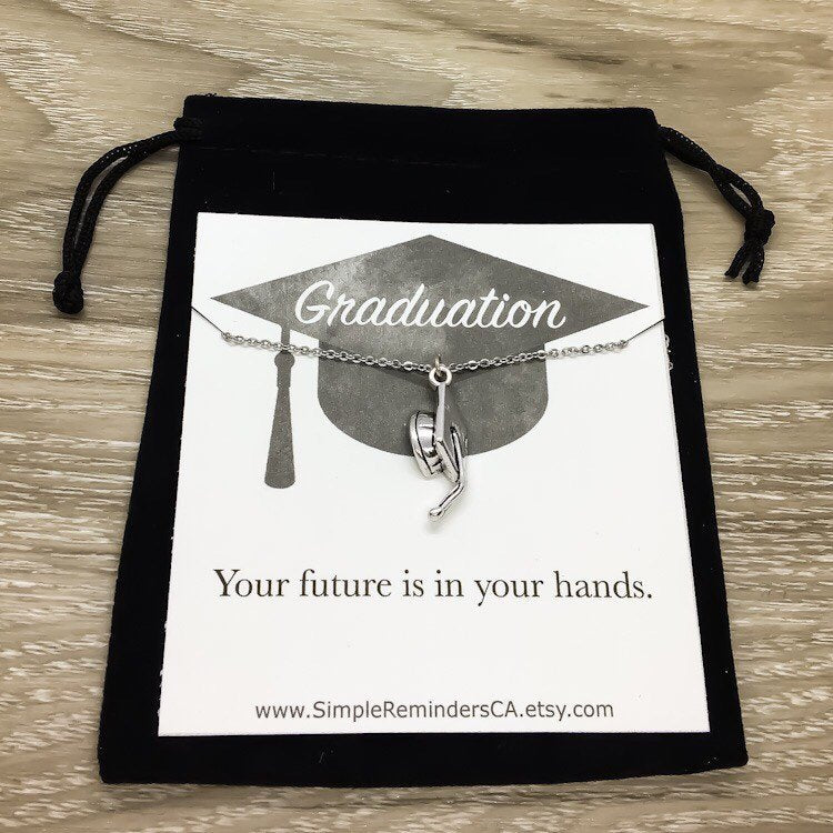 Graduation Card, Your Future is in Your Hands, Graduation Hat Necklace, Graduate Cap Gift, College Grad Gift, Grad Gift, Class of 2019