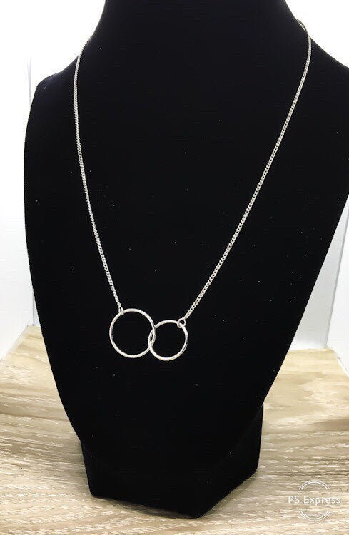Stuck Together Card, Two Circles, Friendship Necklace, Interlocked Double Circles, Circular Pendant, Every Day Necklace, Summer Jewelry