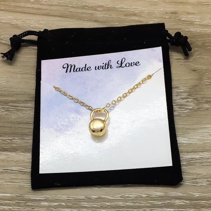 Kettlebell Necklace, Fitness Jewelry, Tiny Kettlebell Pendant, Dainty Necklace, Weightlifting Gift, Fitness Gift, Personal Trainer Gift