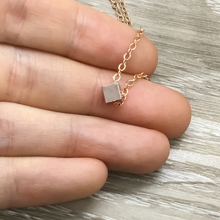 Amazing Friend Gift, Tiny Cube Necklace, Jewelry with Meaning, Gift for Friend, Simple Reminder Gift, Gift for Best Friend, Christmas Gift