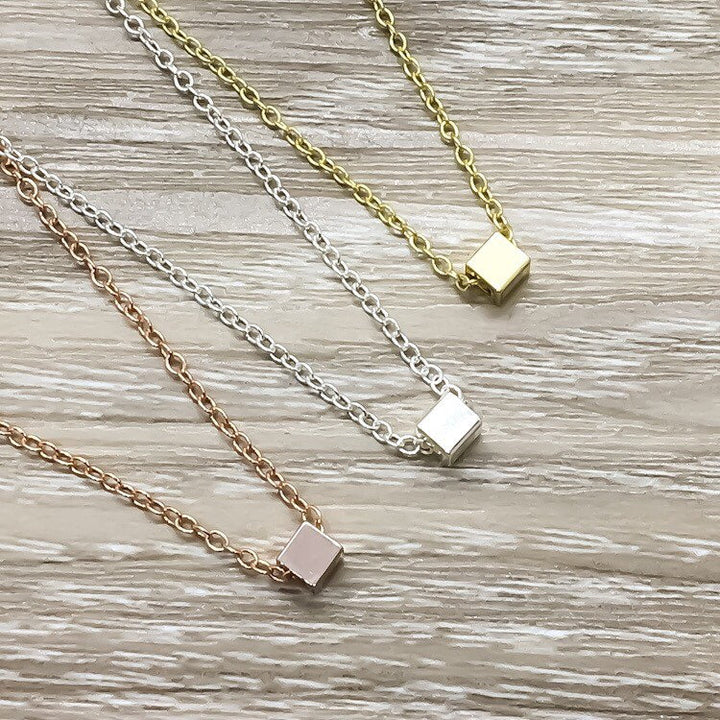 Amazing Friend Gift, Tiny Cube Necklace, Jewelry with Meaning, Gift for Friend, Simple Reminder Gift, Gift for Best Friend, Christmas Gift
