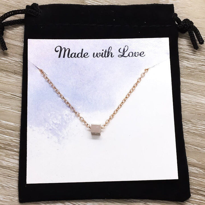 Thank You Card, Tiny Cube Necklace, Jewelry with Meaning, Gift for Therapist, Volunteer Gift, Fundraiser Organizer, Christmas Gift for Women