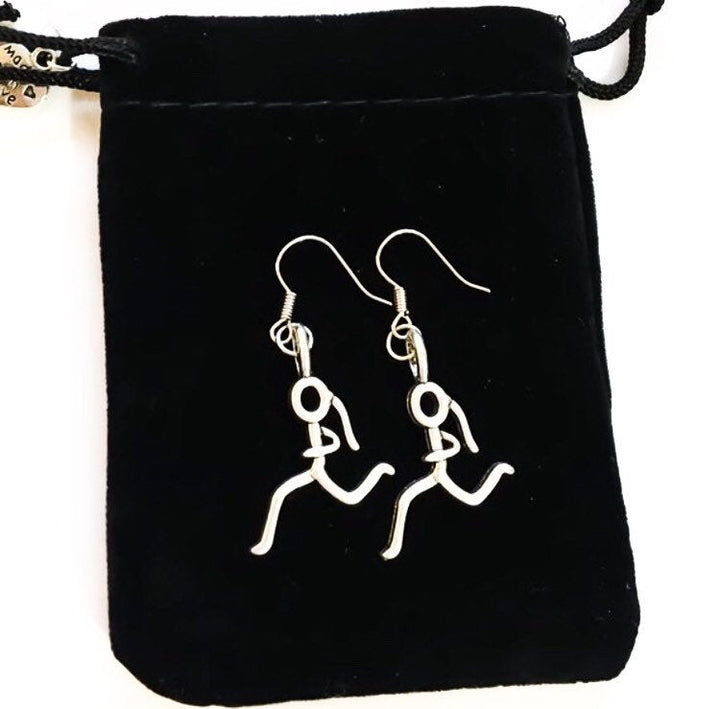 Running Girl Earrings, Gift for Runner, Marathon Charms, 5K Race, 10K Racing, Fitness Earrings, Gifts for Her, Running Gift, Fitness Jewelry