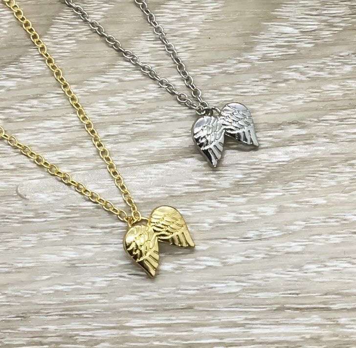 Tiny Angel Wings Necklace, Sorry For Your Loss Card, Grief Jewelry, Loss of Parent, Miscarriage Necklace, Loss of a Mom, Remembrance Gift