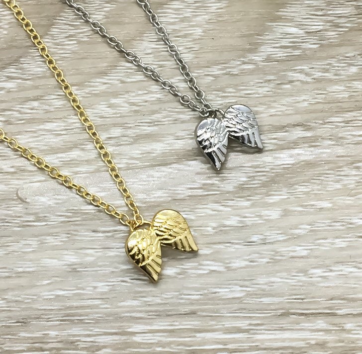 Tiny Angel Wings Necklace, Sorry For Your Loss Card, Grief Jewelry, Loss of Parent, Miscarriage Necklace, Loss of a Mom, Remembrance Gift