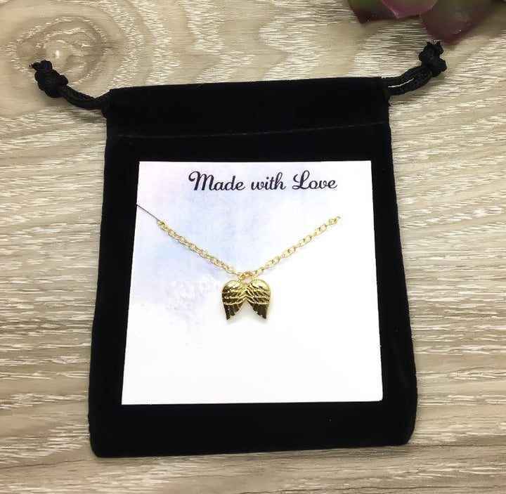 Tiny Angel Wings Necklace, Sorry For Your Loss Card, Grief Jewelry, Loss of Parent, Miscarriage Necklace, Loss of a Mom, Remembrance Gift