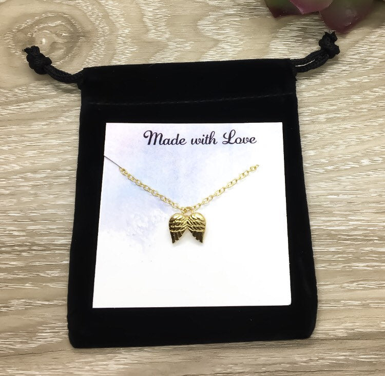 Goodbyes are not Forever, Sympathy Card, Angel Wings Necklace, Infant Loss, Stillborn, Grief Jewelry, Loss of a Mother, Miscarriage Necklace