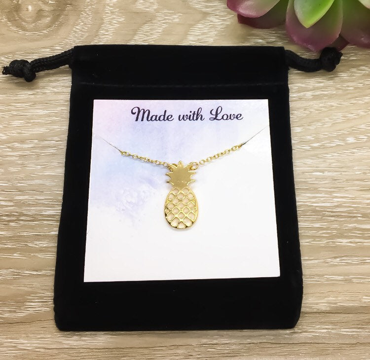 Collier ananas, bijou minimaliste et simple, collier fruit tropical, cadeau pour copine, cadeau d'une meilleure amie, bijou original pour tous les jours, pour les gourmandes