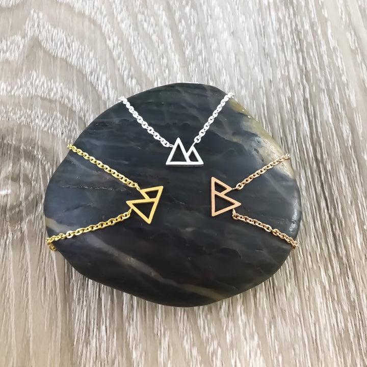 Tiny Twin Peaks Mountain Necklace, Minimal Jewelry, Stainless Steel Necklace, Friendship Necklace, Rock Climbing Gift, Gift for Traveler