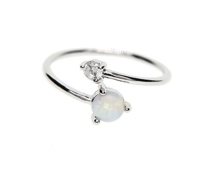 Adjustable Opal Ring, Minimalist Jewelry, Cubic Zirconia Ring, October Jewelry, Promise Ring, Statement Ring, Opal Birthstone Jewelry