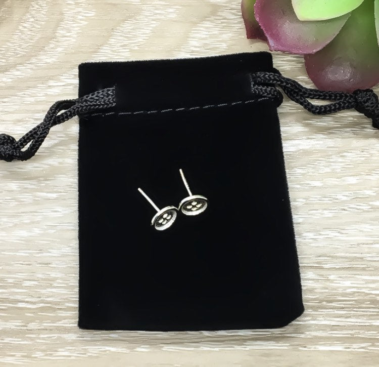 Tiny Button Stud Earrings, Sterling Silver Earrings, Minimalist Jewelry, Gift for Seamstress, Cute as a Button Earrings, Gift for Daughter