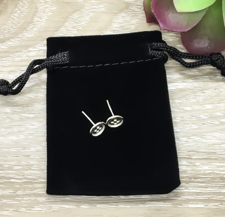 Tiny Button Stud Earrings, Sterling Silver Earrings, Minimalist Jewelry, Gift for Seamstress, Cute as a Button Earrings, Gift for Daughter