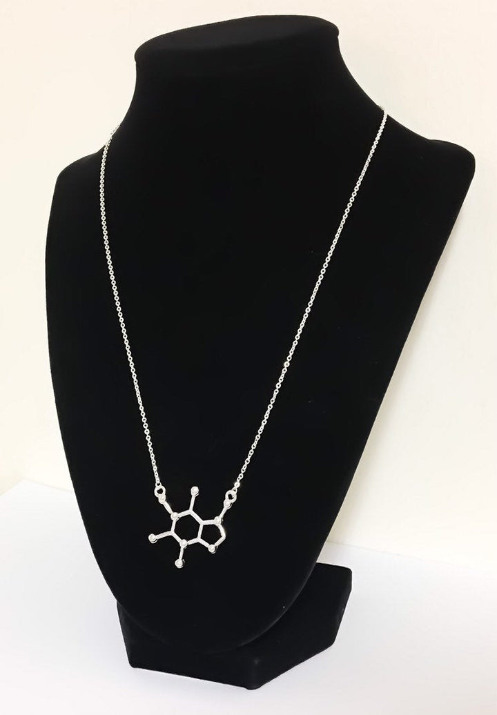 Collier Caféine, Cadeau pour les Amoureux du Café, Bijou Moléculaire, Collier d'Amitié, Collier Molécule de Café, Accro à la Caféine, Cadeau Père Noël Secret