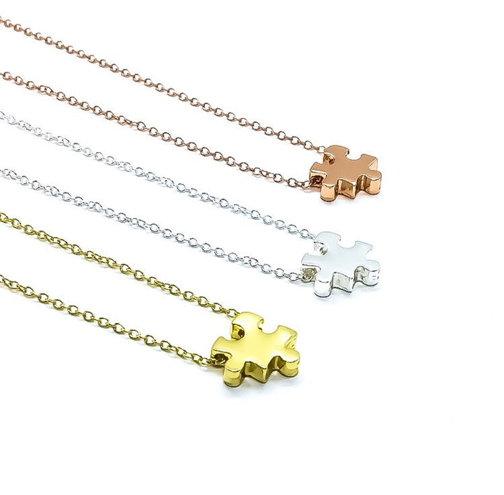 Autism Awareness Gift, Rose Gold Puzzle Necklace, Someone I Love..., Autism Parent Gift, Silver Puzzle Jewelry, Jigsaw Puzzle Gift