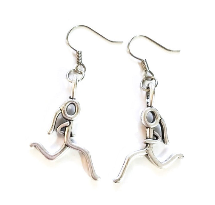 Running Girl Earrings, Gift for Runner, Marathon Charms, 5K Race, 10K Racing, Fitness Earrings, Gifts for Her, Running Gift, Fitness Jewelry