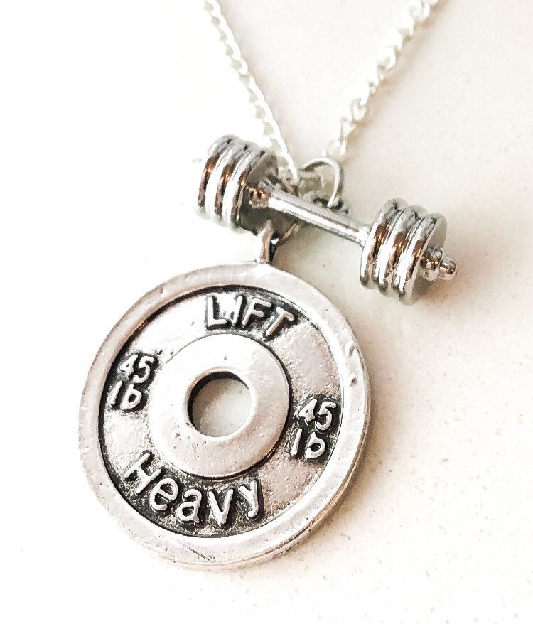 Collier à breloques fitness, Cadeaux haltérophilie, Bijoux fitness, Breloques fitness, Cadeaux bodybuilder, Cadeaux coach sportif, Cadeau de Noël