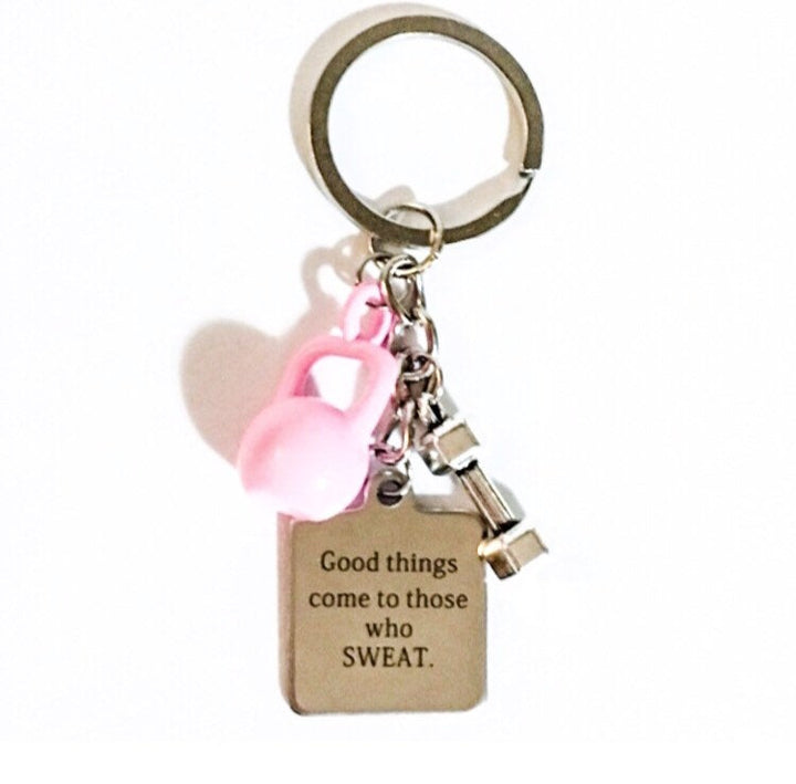 Fitness Lover Keychain, Girls Who Sweat Keyring, Fitness Gifts, Kettlebell Keychain, Gym Keyring, Gift for Personal Trainer, Coach Gift
