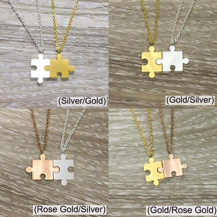 Puzzle Necklace Set for 2, Interlocking Puzzle Necklaces, Gift from Best Friend, BFF Gift, Friendship Necklace, Unbiological Sisters Jewelry