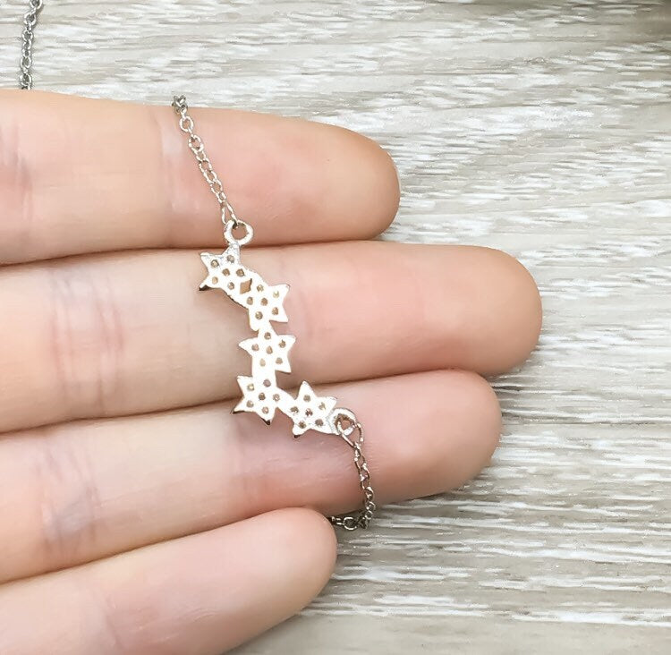 Dainty Silver Studded Stars Necklace, Silver Constellation Necklace, Minimalist Gifts for Her, Dainty Jewelry, Modern Elegant Jewelry, Gifts