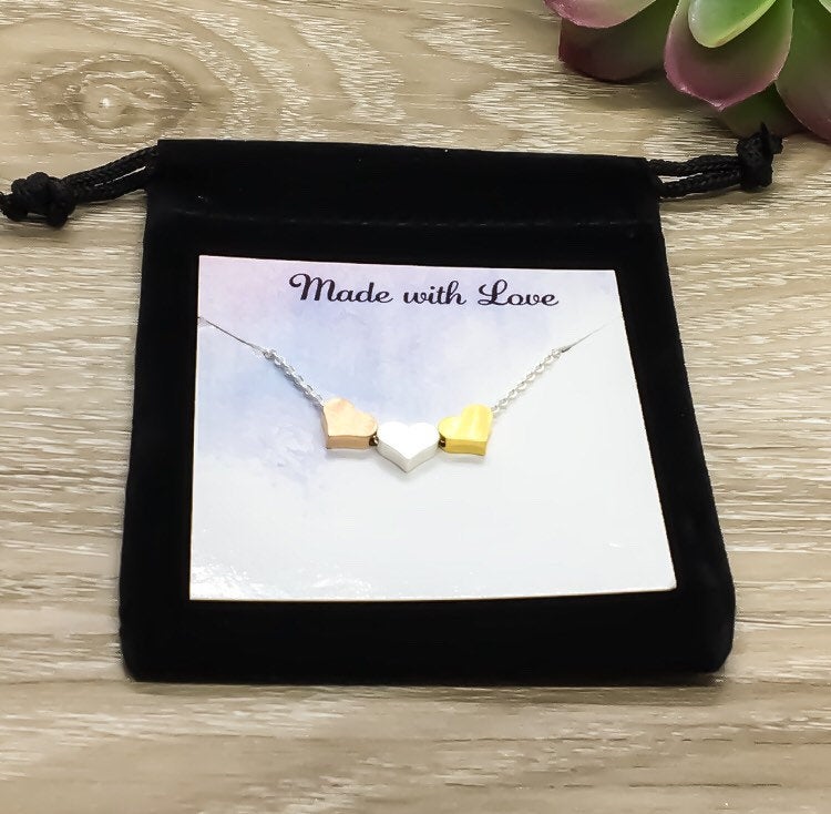 Multiple Hearts Necklace, Three Hearts Necklace, 2 Hearts, 4 Hearts, 5 Hearts