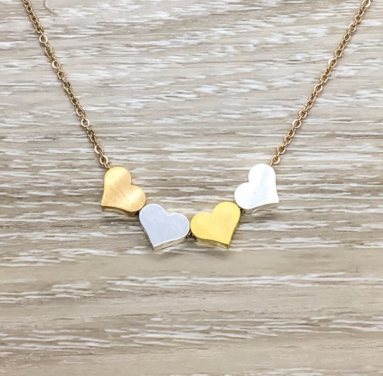 Multiple Hearts Necklace, Three Hearts Necklace, 2 Hearts, 4 Hearts, 5 Hearts