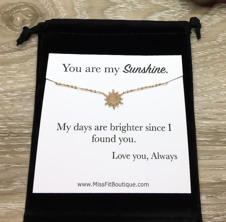 Sunshine Necklace, Rose Gold Sun Necklace, You Are My Sunshine Gift, Dainty Necklace, Friendship Necklace, Gift for Girlfriend, Birthday