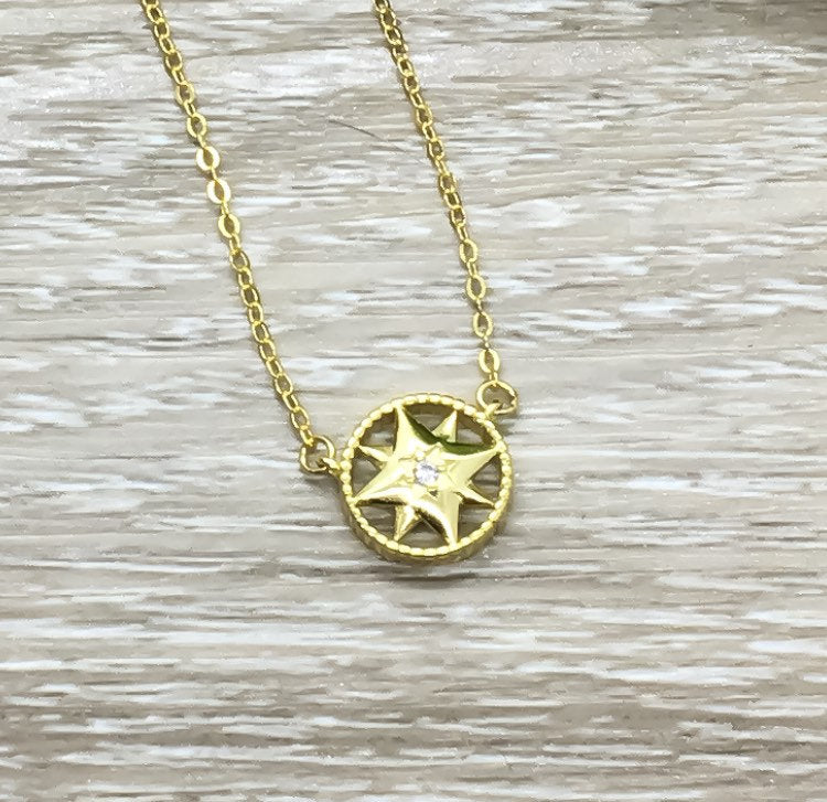Lost Without You, You Are My Compass Card, Gold Compass Necklace, Sterling Silver