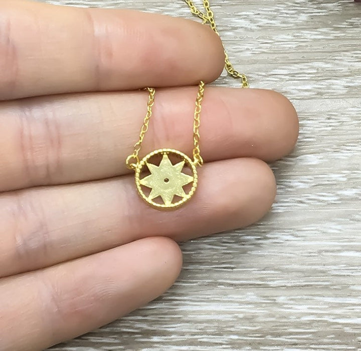 Lost Without You, You Are My Compass Card, Gold Compass Necklace, Sterling Silver
