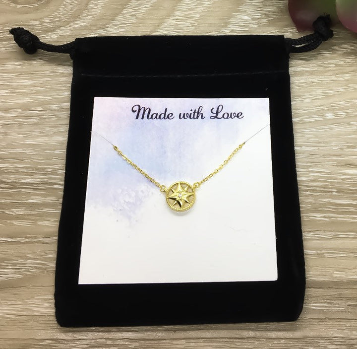 Lost Without You, You Are My Compass Card, Gold Compass Necklace, Sterling Silver