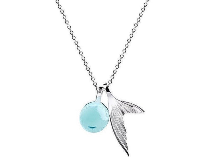 Collier queue de sirène, argent sterling, cristal bleu