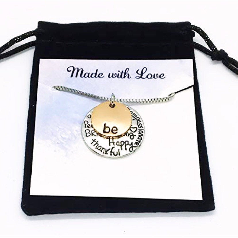 Collier « Sois heureuse », Bijou inspirant, Collier avec pendentif citation, Cadeau pour une fille, Cadeau pour ses 18 ans, Cadeau de maman, Cadeau pour une étudiante