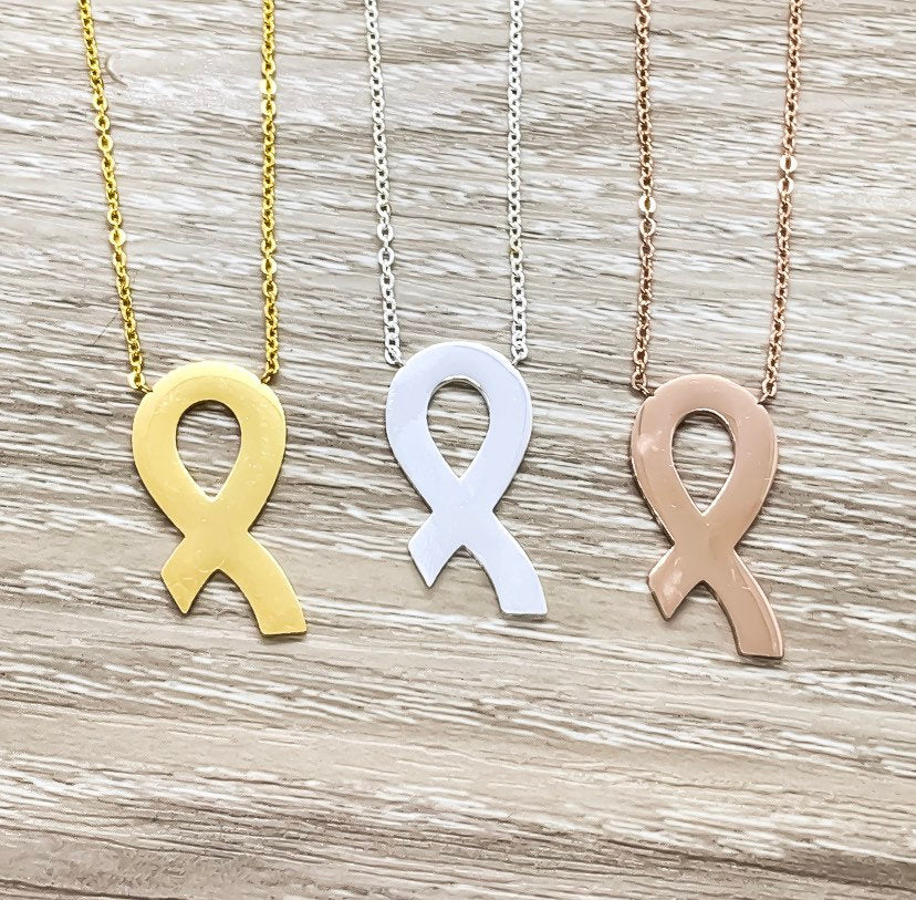 Strength Gift, Awareness Ribbon Necklace, Encouragement Gift, Cancer Gift, Healing Jewelry, Empathy Gift, Motivational Gift, Cancer Patient