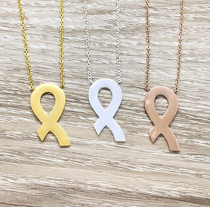 Strength Gift, Awareness Ribbon Necklace, Encouragement Gift, Cancer Gift, Healing Jewelry, Empathy Gift, Motivational Gift, Cancer Patient