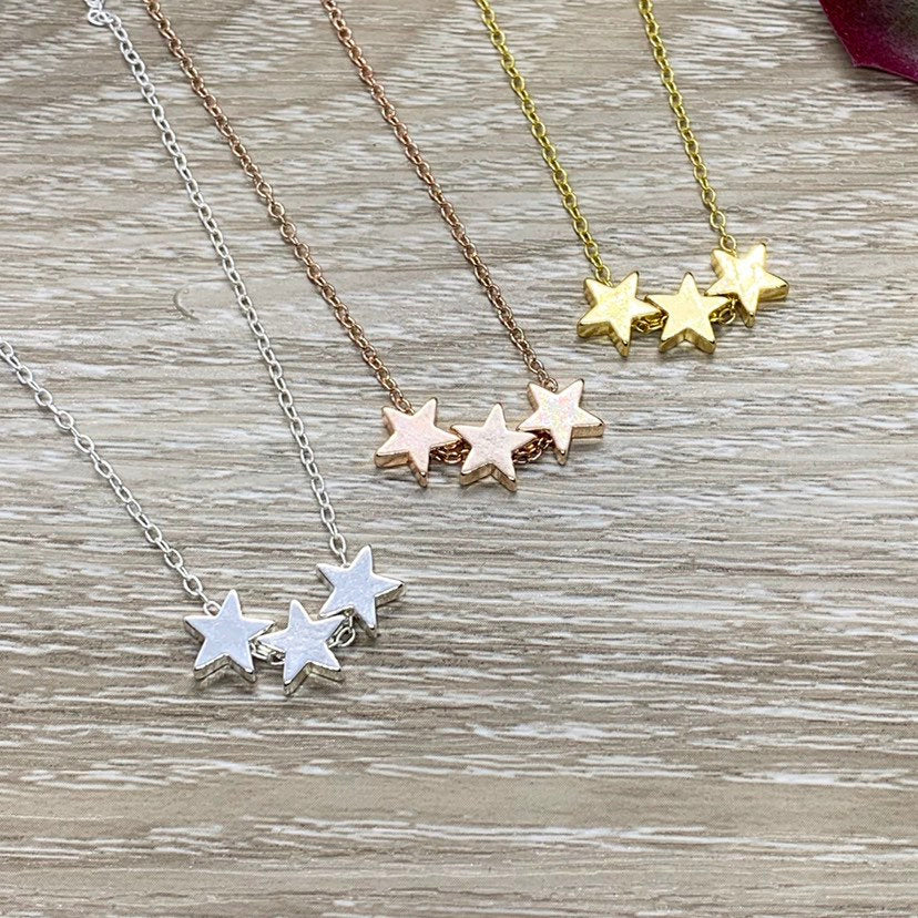 Les meilleures amies sont comme des étoiles, Collier 3 étoiles, Cadeau pour BFF, Collier d'amitié, Bijou céleste, Collier symbolique avec carte, Sororité