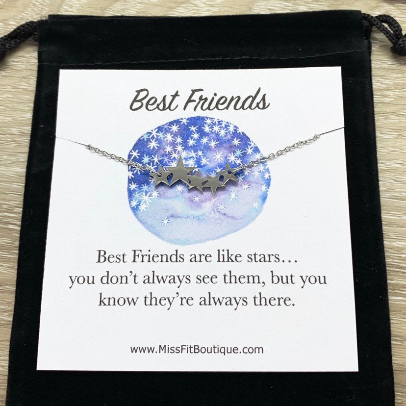 Les meilleures amies sont comme des étoiles, Collier 5 étoiles, Cadeau pour BFF, Collier d'amitié, Bijou céleste, Cadeau symbolique pour une amie, Amitié à distance