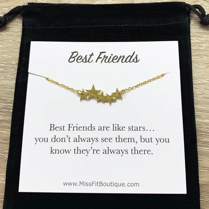 Les meilleures amies sont comme des étoiles, Collier 5 étoiles, Cadeau pour BFF, Collier d'amitié, Bijou céleste, Cadeau symbolique pour une amie, Amitié à distance